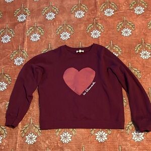Sezane Medium Burgundy Heart Sweatshirt